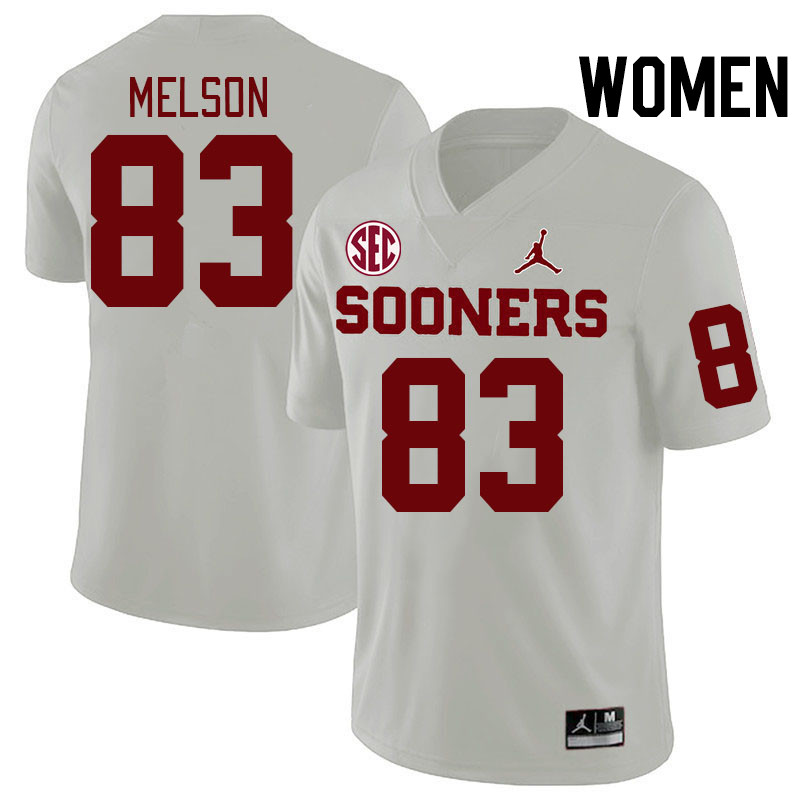 Women #83 Major Melson Oklahoma Sooners 2024 SEC Conference College Football Jerseys-White